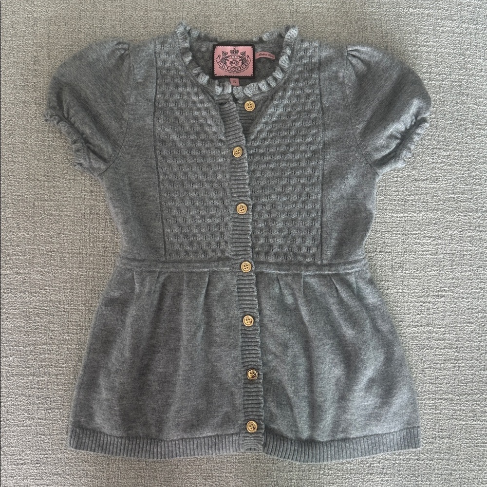 Juicy Couture Y2K Gray Babydoll knit Sweater Top Wool and Cashmere - size S